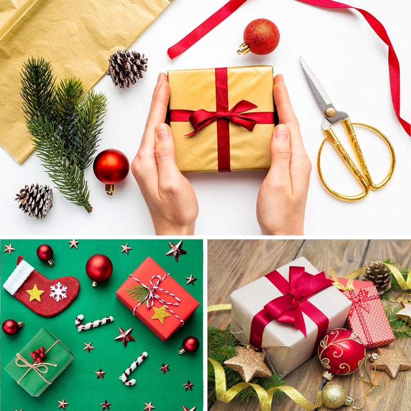 ROSYJUNE 120 Sheets Christmas Tissue Paper for Gift Bags, 20" x 14" Red Green Gold White Wrapping Tissue Paper for Gifts Holiday Decoration DIY Craft - Image 3